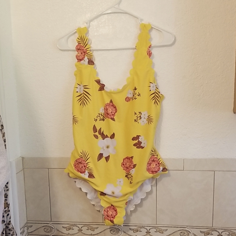 Floral Yellow One Piece Swimsuit